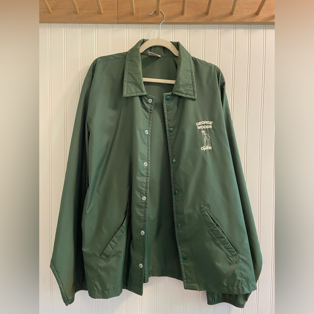 Vintage Birdie Green Coach Jacket Windbreaker Snap George Woods Open Golf XXL - Picture 2 of 10